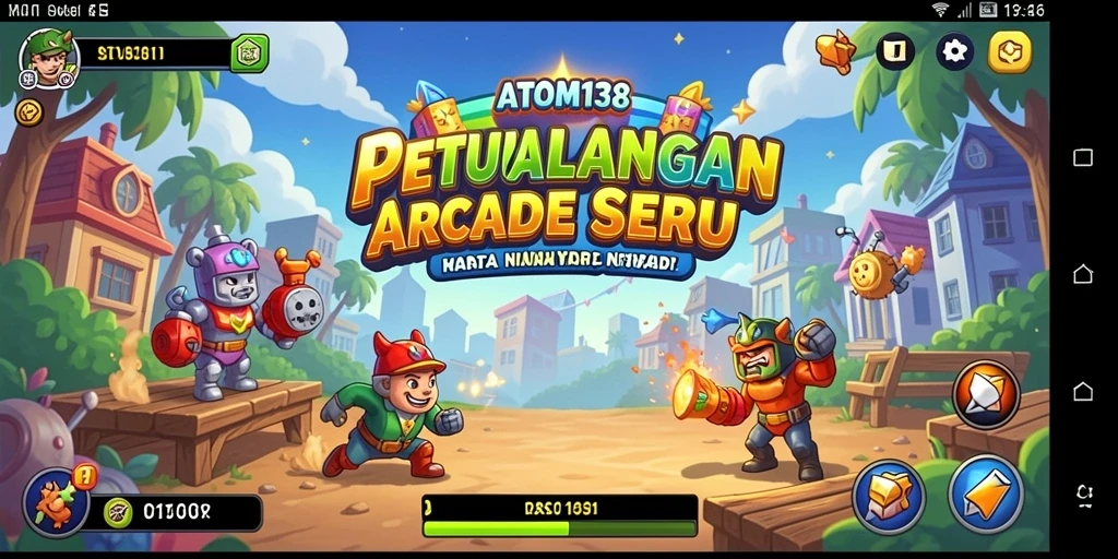 Screenshot ATOM138 menampilkan gameplay arcade yang penuh aksi dan keseruan.