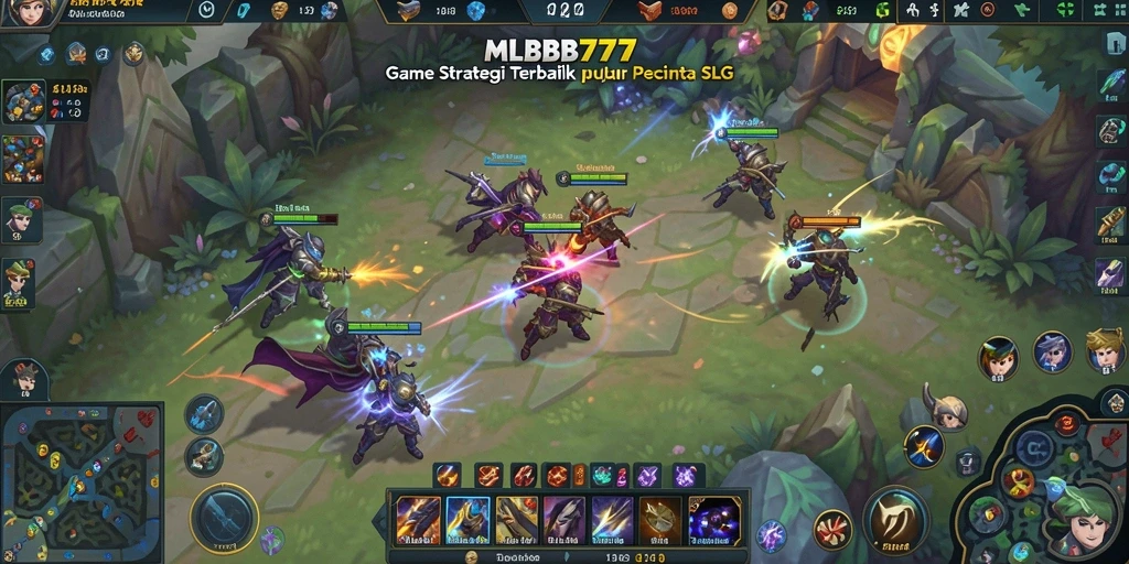 Screenshot MLBB777 menampilkan aksi pertempuran strategi yang mendebarkan.