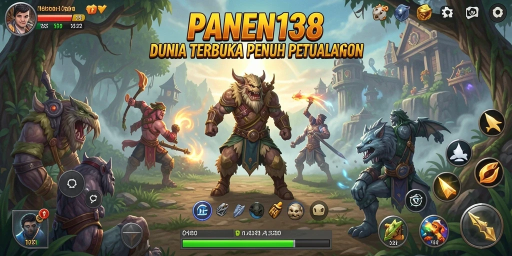 Screenshot gameplay <strong>PANEN138</strong> yang menunjukkan eksplorasi dunia terbuka.