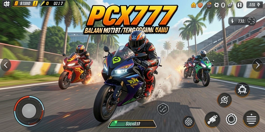 Tampilan gameplay seru balapan motor penuh aksi.