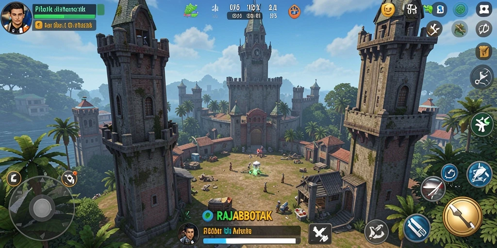 Tampilan gameplay menarik dari RAJABOTAK dengan menara-defend yang strategis.