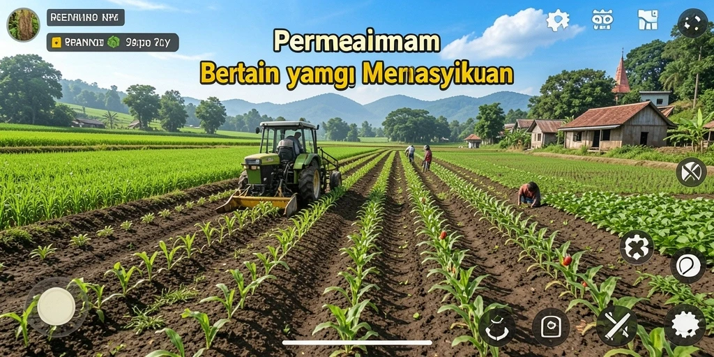 Tampilan gameplay RP79 yang menawan dengan ladang yang subur.