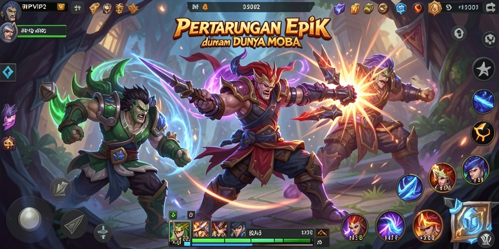 Screenshot RPVIP2 menampilkan aksi seru dalam pertarungan tim melawan musuh.