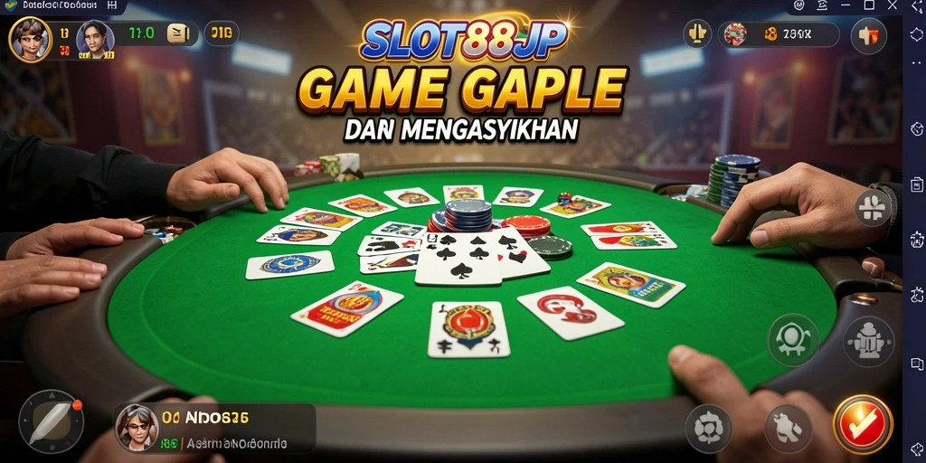 Screenshot menunjukkan tampilan seru gameplay Gaple di SLOT88JP.