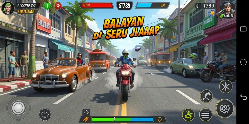 Screenshot gameplay ST789 yang menampilkan balapan mendebarkan dan grafik yang memukau.