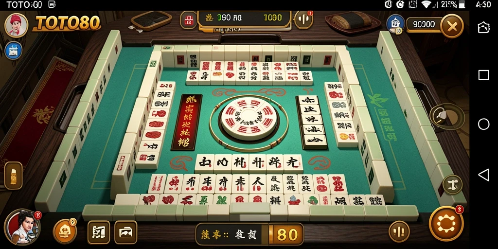 Tampilan gameplay Mahjong TOTO80 yang menegangkan dan seru.